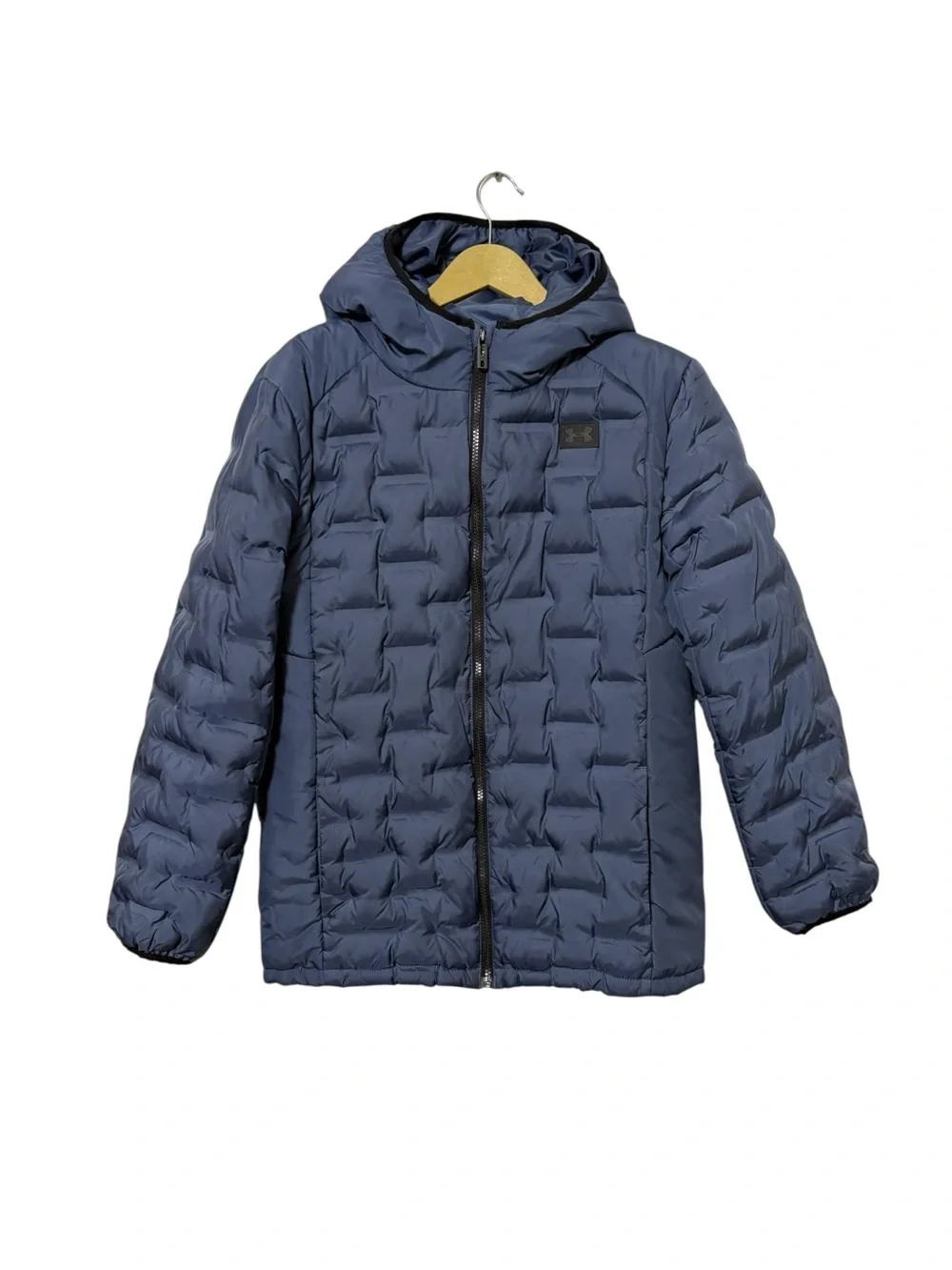 Under Armour Boys XL Navy Blue Bonded Hooded Puffer Jacket Outdoor Winter